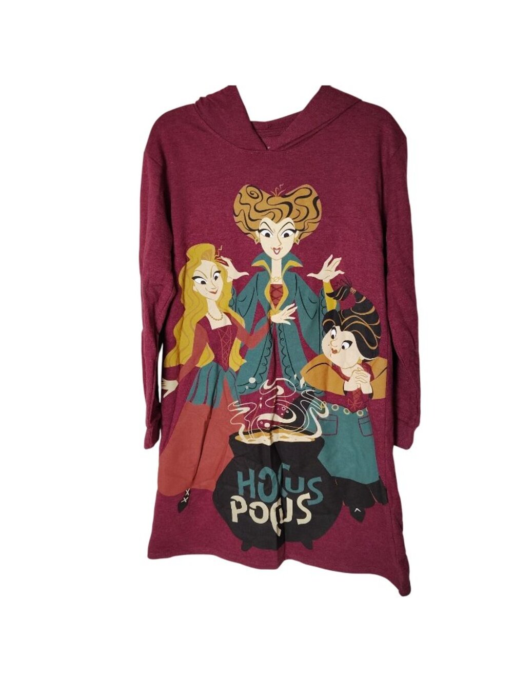 Disney Girls L (10/12) Halloween Hocus Pocus Graphic Burgundy Hoodie Dress